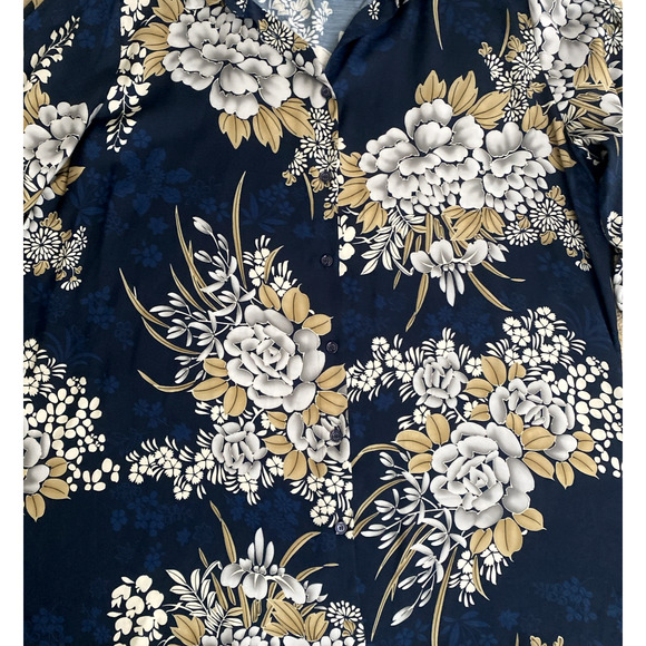 Marina Rinaldi Bardo Top Blouse Button Down Shirt Floral Print Long Sleeve 16 - Picture 3 of 7